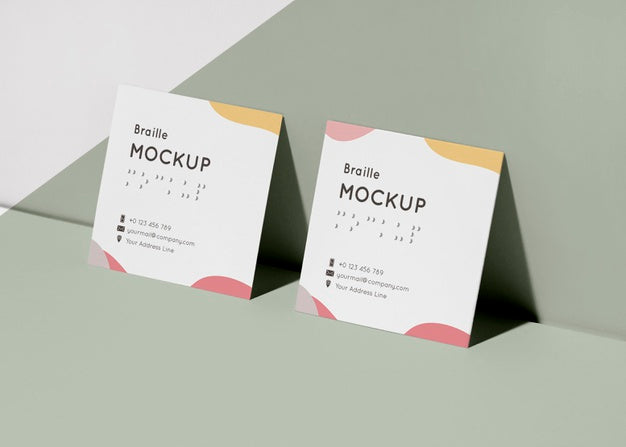 Business Cards With Embossed Braille Mock-Up Psd