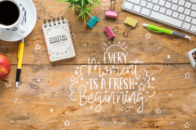 Business Desk Stuff With Motivational Message Psd