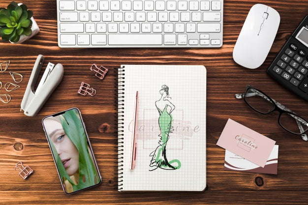 Business Desk With Notebook Mock-Up Psd