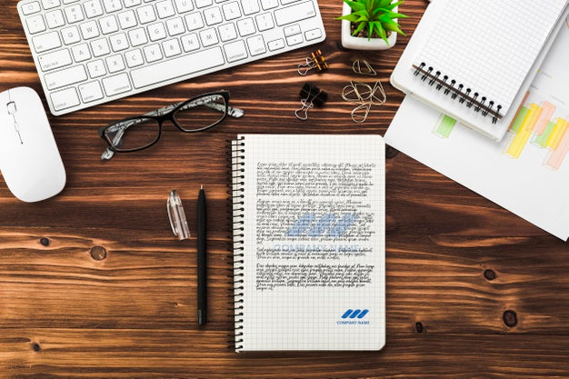 Business Desk With Notebook Psd