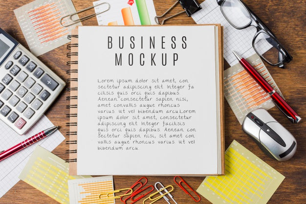 Business Mock-Up With Desk Arrangement Psd