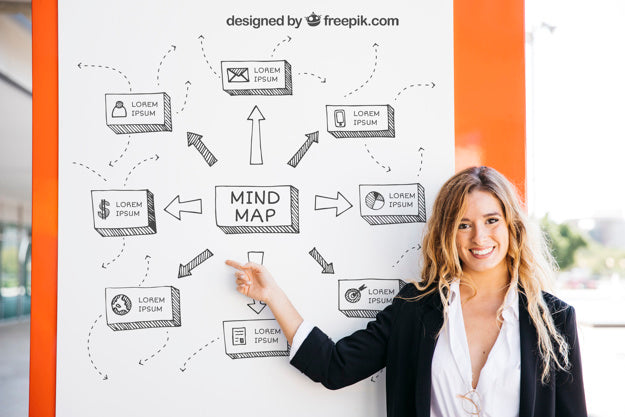 Business Mockup Smiling Blonde Woman Psd