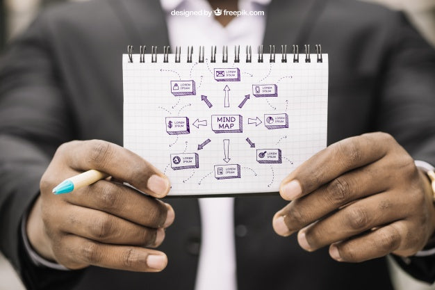 Business Mockup With Man Showing Notebook Psd