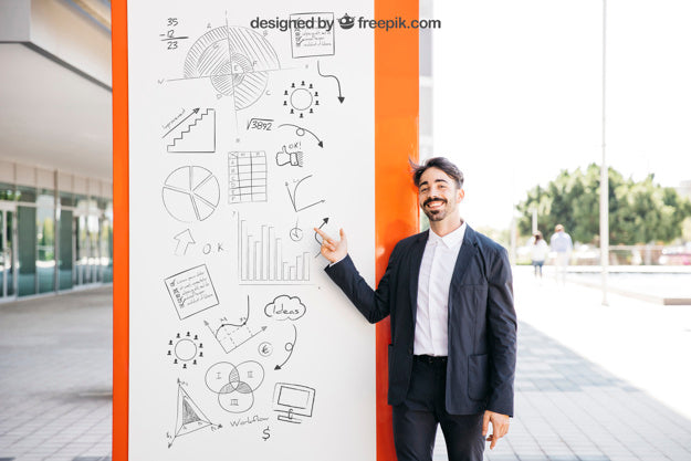 Business Mockup With Smiling Man Psd