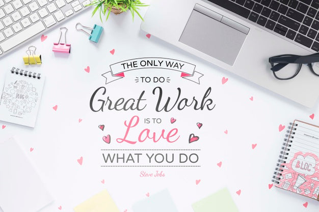 Business Motivational Message Laptop And Glasses Psd