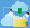 Business People Downloading Data From A Cloud Icon