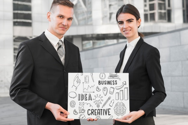 Business People Holding Paper Mockup Psd