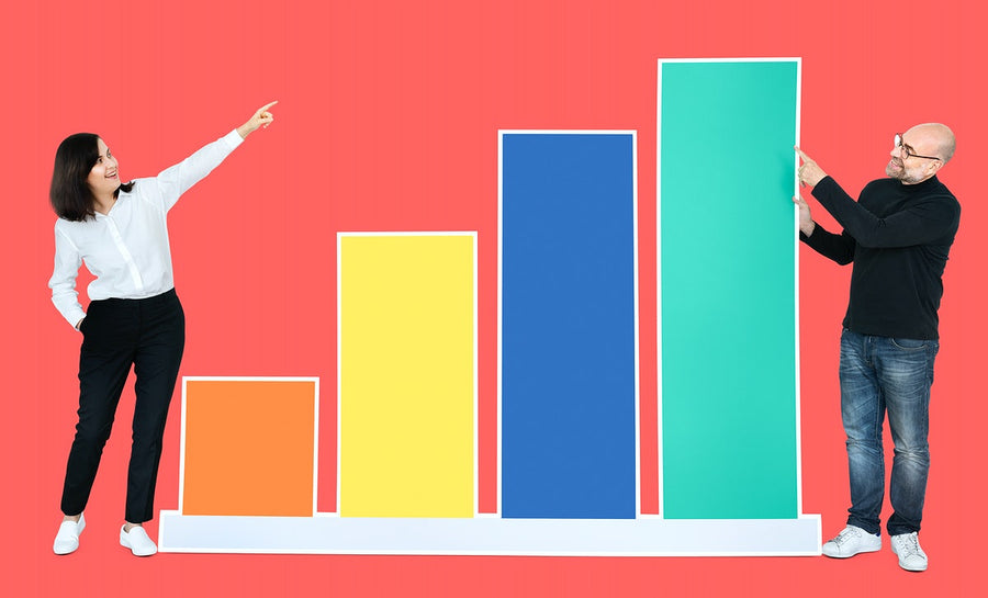 Business People Presenting A Growing Business Bar Chart