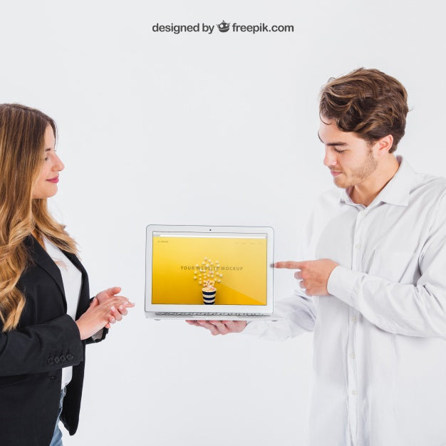 Business People Showing Tablet Psd