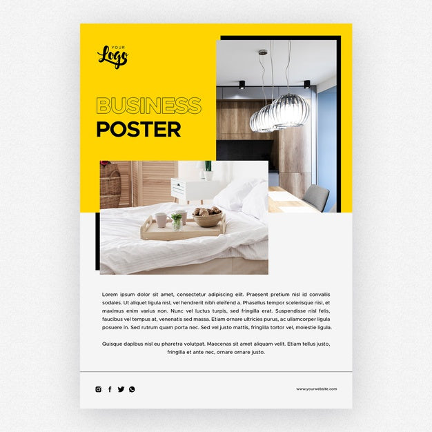Business Poster Template With Bedroom Home Decor Psd