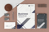 Business Stationery Mock-Up Arrangement Top View Psd