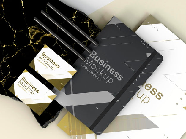Business Stationery Mock-Up Cards And Notepad Psd
