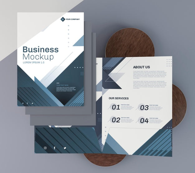Business Stationery Mock-Up Flyer Top View Psd