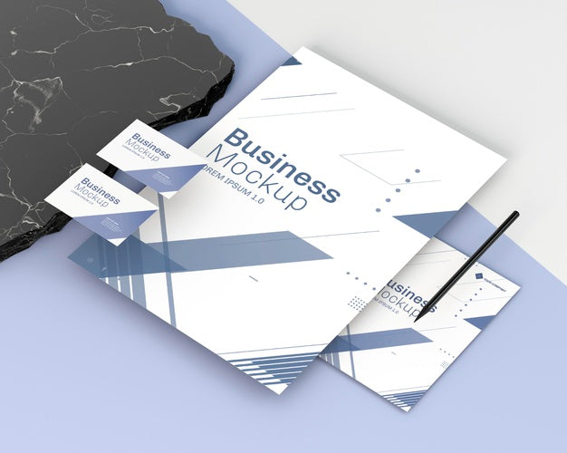 Business Stationery Mock-Up High View Psd