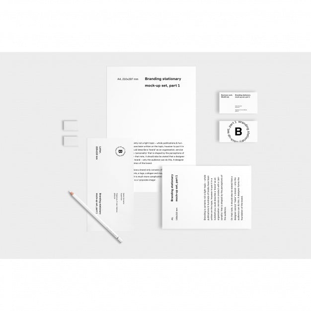 Business Stationery Mock Up On White Background Psd