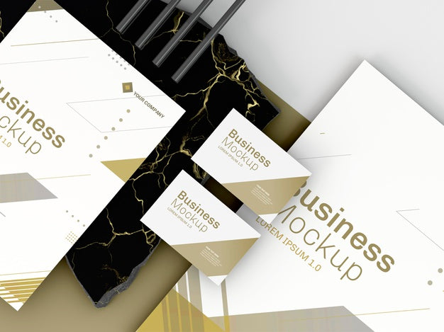 Business Stationery Mock-Up On White Shade Psd