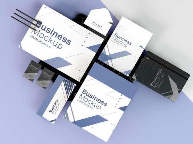 Business Stationery Mock-Up Top View Psd