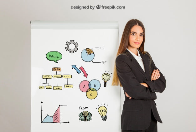 Business Woman And Board Psd