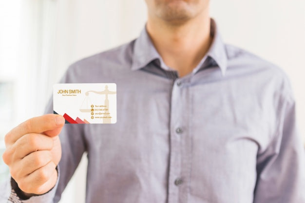 Businessman Holding Business Card Psd