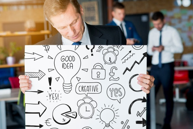 Businessman Presenting Board Mockup Psd