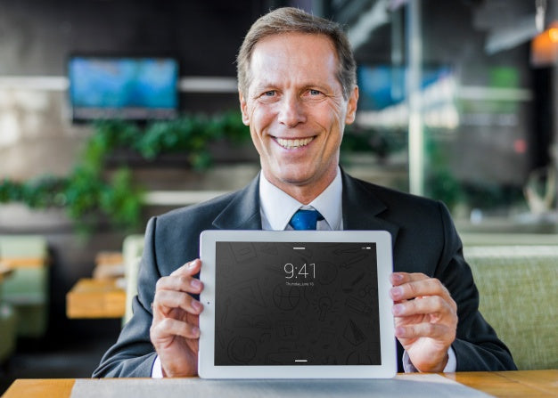 Businessman Presenting Tablet Mockup Psd