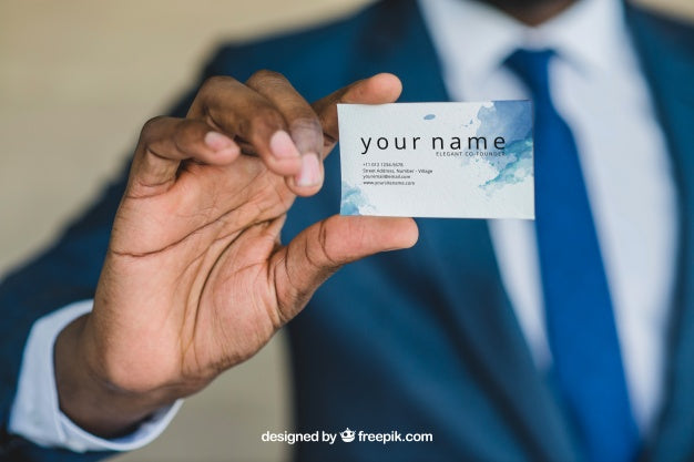 Businessman Showing Business Card Close Up Psd