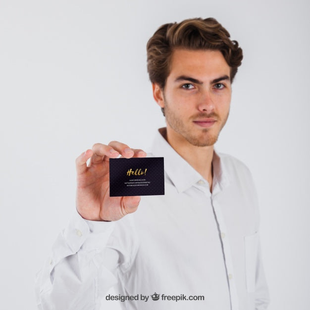 Businessman Showing Business Card Psd