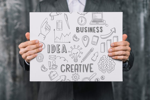 Businessman Showing Paper Template Psd