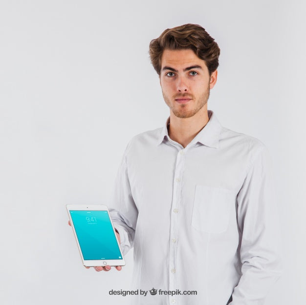 Businessman Showing Tablet Psd