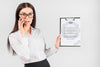 Businesswoman Holding Clipboard Mockup For Labor Day Psd