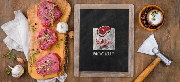 Butcher Shop Mock-Up Top View Psd