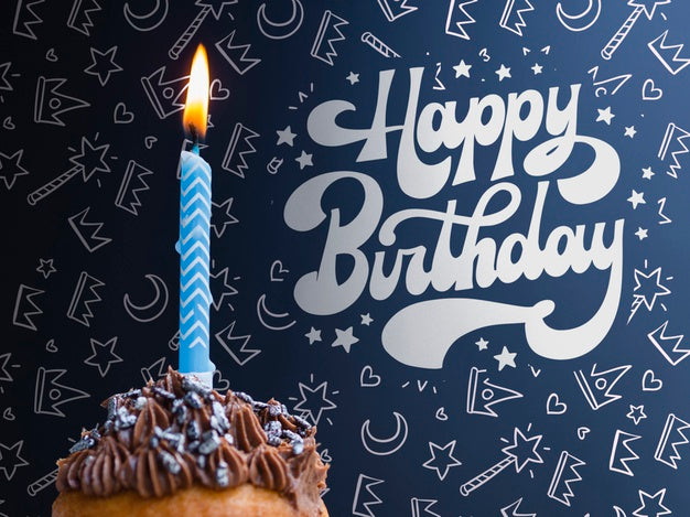 Cake With Lighted Candle For Birthday Psd