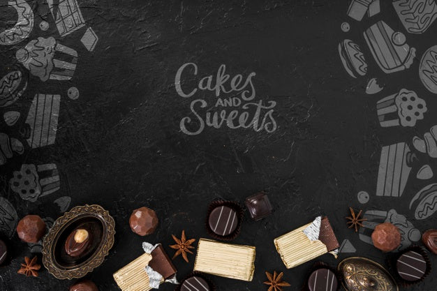 Cakes And Sweets Doodles With Candies Psd