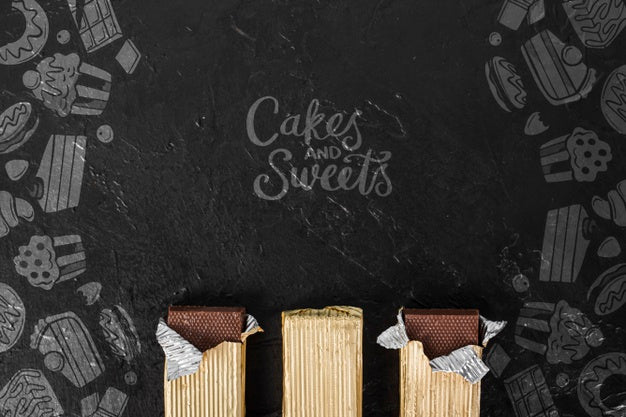 Cakes And Sweets With Full Chocolate Tablets Psd