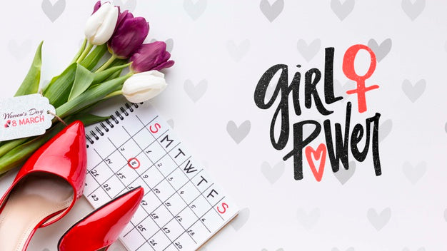 Calendar Beside Tulips Bouquet Psd