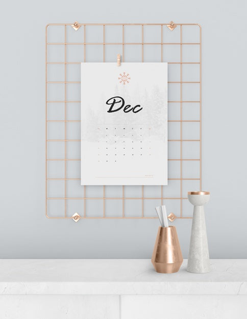 Calendar Concept Hooked On Wall Support Psd