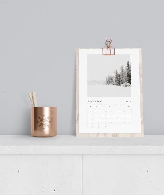 Calendar Concept On Cabinet Mock-Up Psd