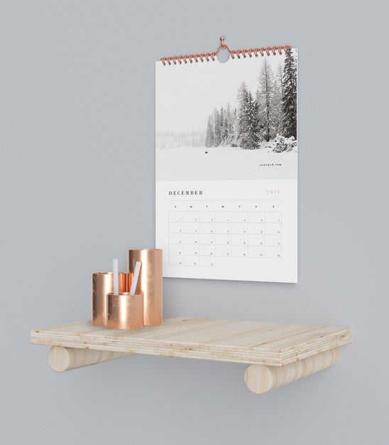 Calendar In Book Hook Concept Mock-Up Psd