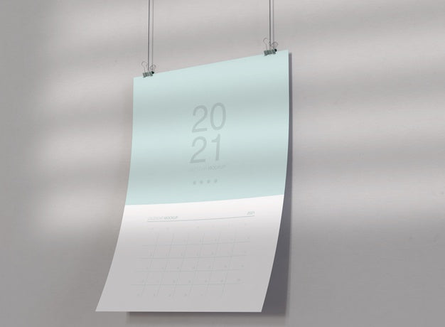 Calendar Mockup Hanging On Wall Psd
