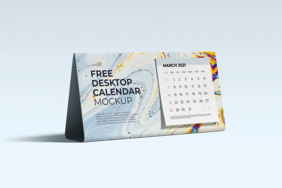 Calendar on Desktop Mockup PSD