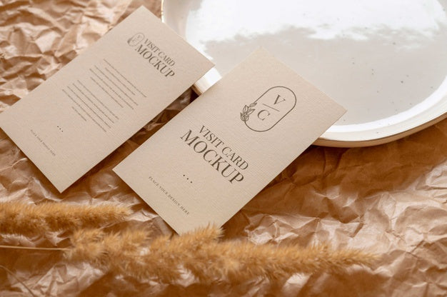 Camel And Nude Visits Card Mockup Psd