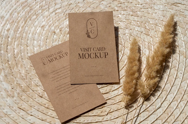 Camel And Nude Visits Card Mockup Psd