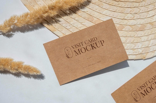 Camel And Nude Visits Card Mockup Psd