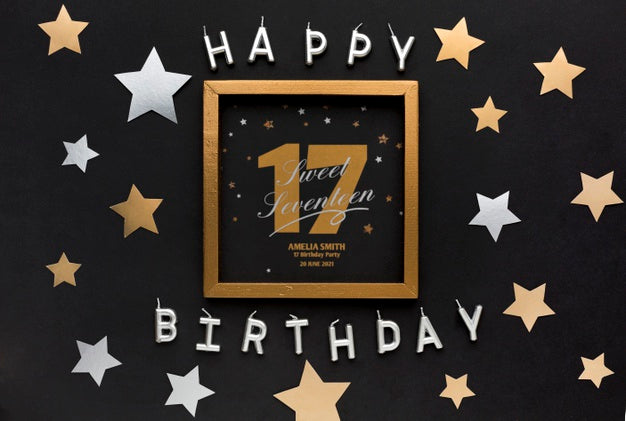 Candles And Golden Frame Arrangement Psd