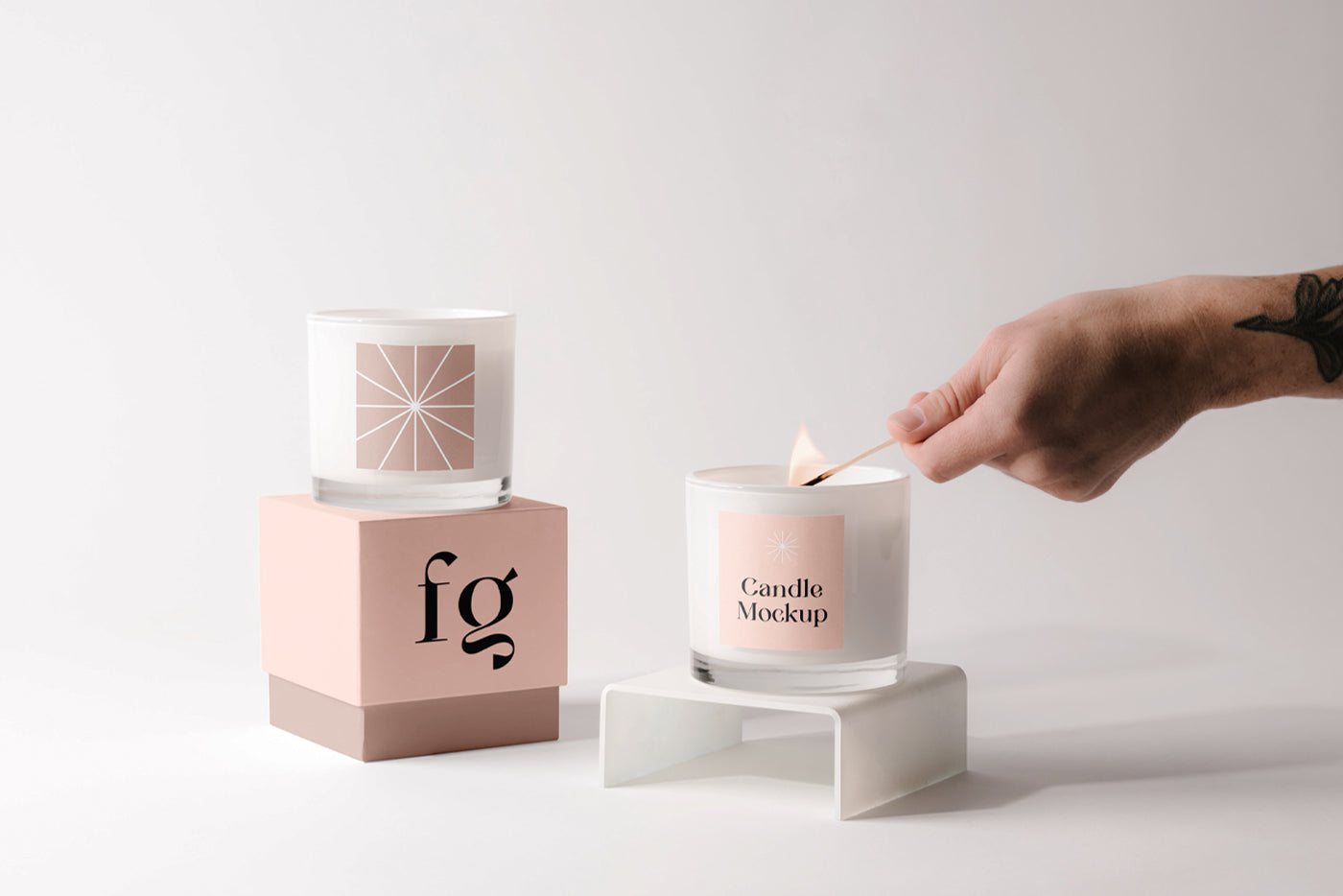 Candles With Box Mockup