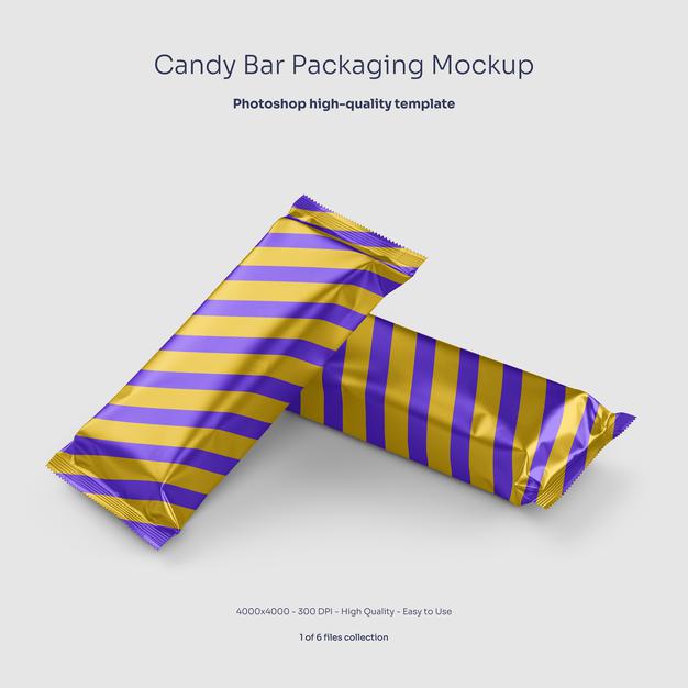 Candy Bar Aluminum Packaging Mockup Psd