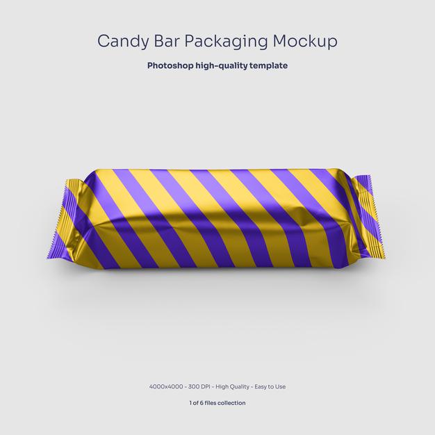 Candy Bar Aluminum Packaging Mockup Psd