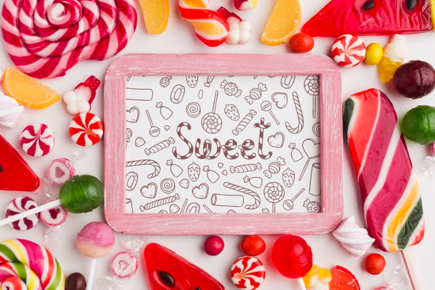 Candy Collection On Table Psd