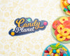 Candy Planet And Plates Filled With Candies Psd