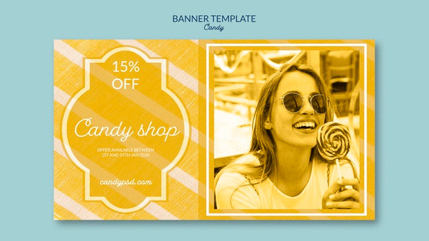 Candy Shop And Offers Banner Template Psd